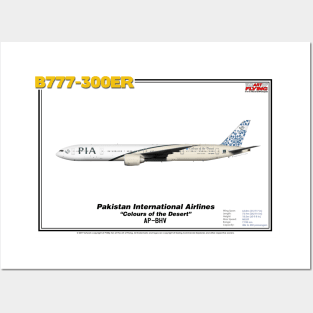 Boeing B777-300ER - Pakistan International Airlines "Colours of the Desert" (Art Print) Posters and Art